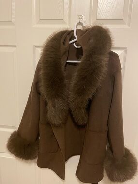 Women's Chocolate Brown Faux Fur Coat